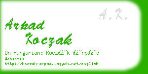 arpad koczak business card